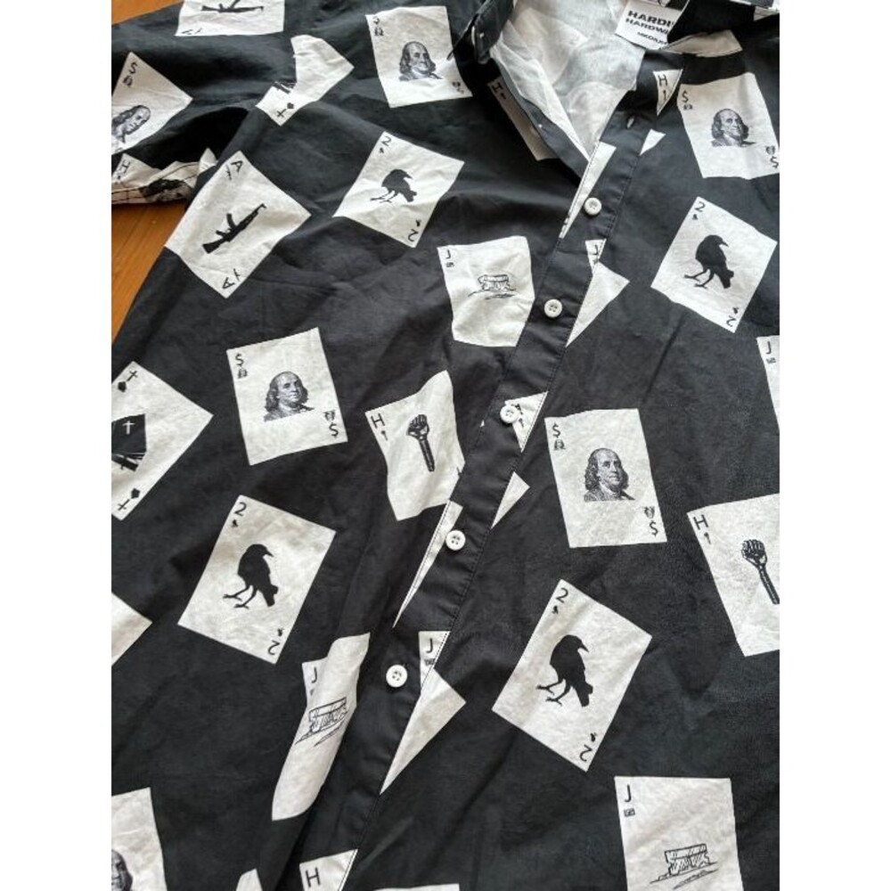 Hardies Hardware Men's Black White Card Shirt - Men's Medium - Picture 2 of 3
